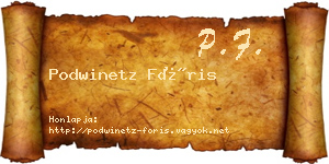 Podwinetz Fóris névjegykártya
